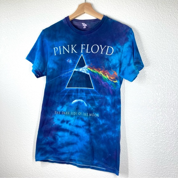 Pink Floyd Tie Dye Graphic Band Tee Small Unisex Rock Roll Blue Cotton - Picture 3 of 11